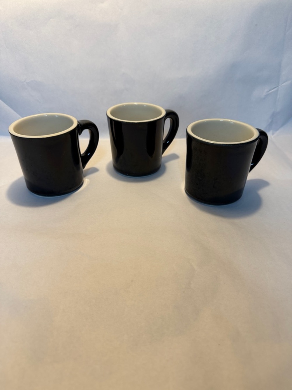 Black Ceramic Coffee Mugs - Set of 3